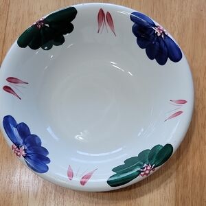 Elegant Floral Ceramic Bowl - Blue and Green
